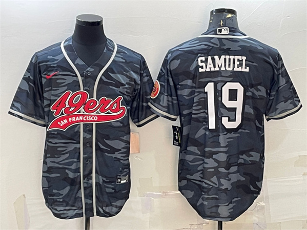 Men's San Francisco 49ers #19 Deebo Samuel Gray Camo With Patch Cool Base Stitched Baseball Jersey